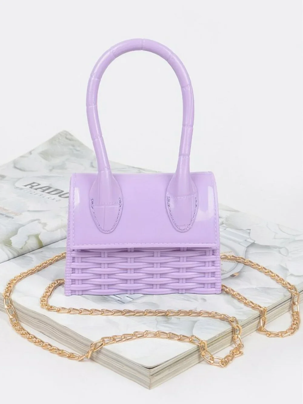Weaved Top Handle Clutch